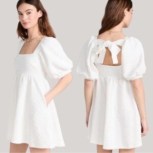Free People White Puff Sleeve Mini Dress